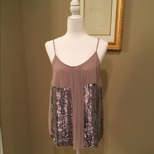Joie Sequined Silk Mauve Top Size Medium